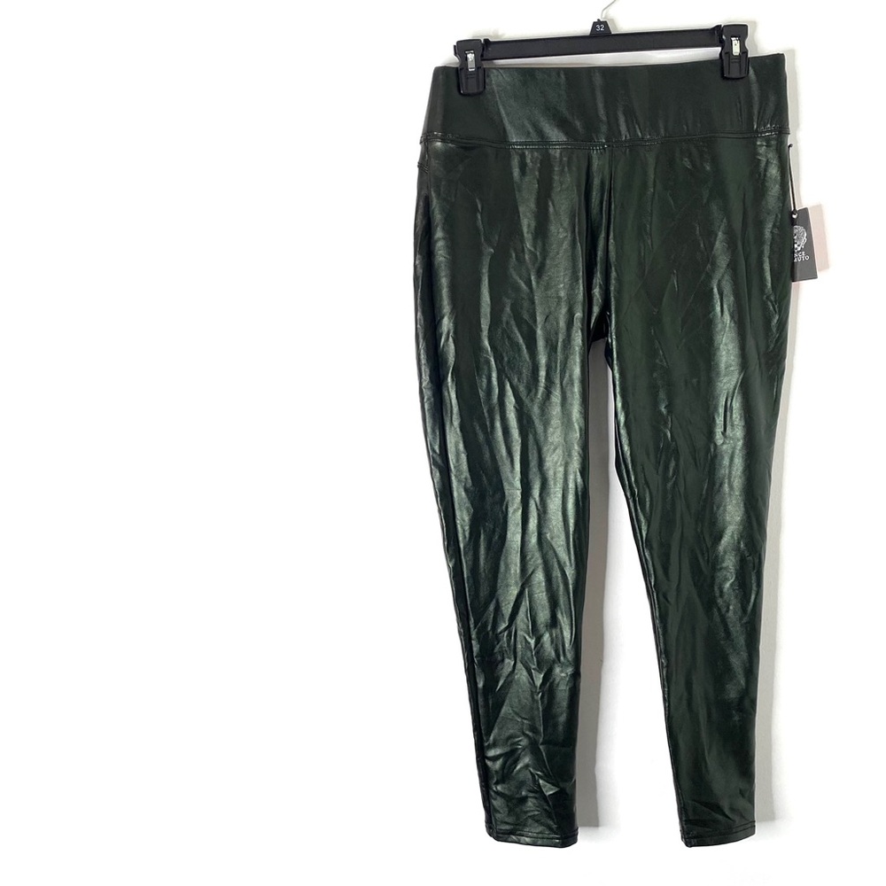 Vince Camuto Black Olive Vegan Leather High Waist Skinny Pants NWT Stretch